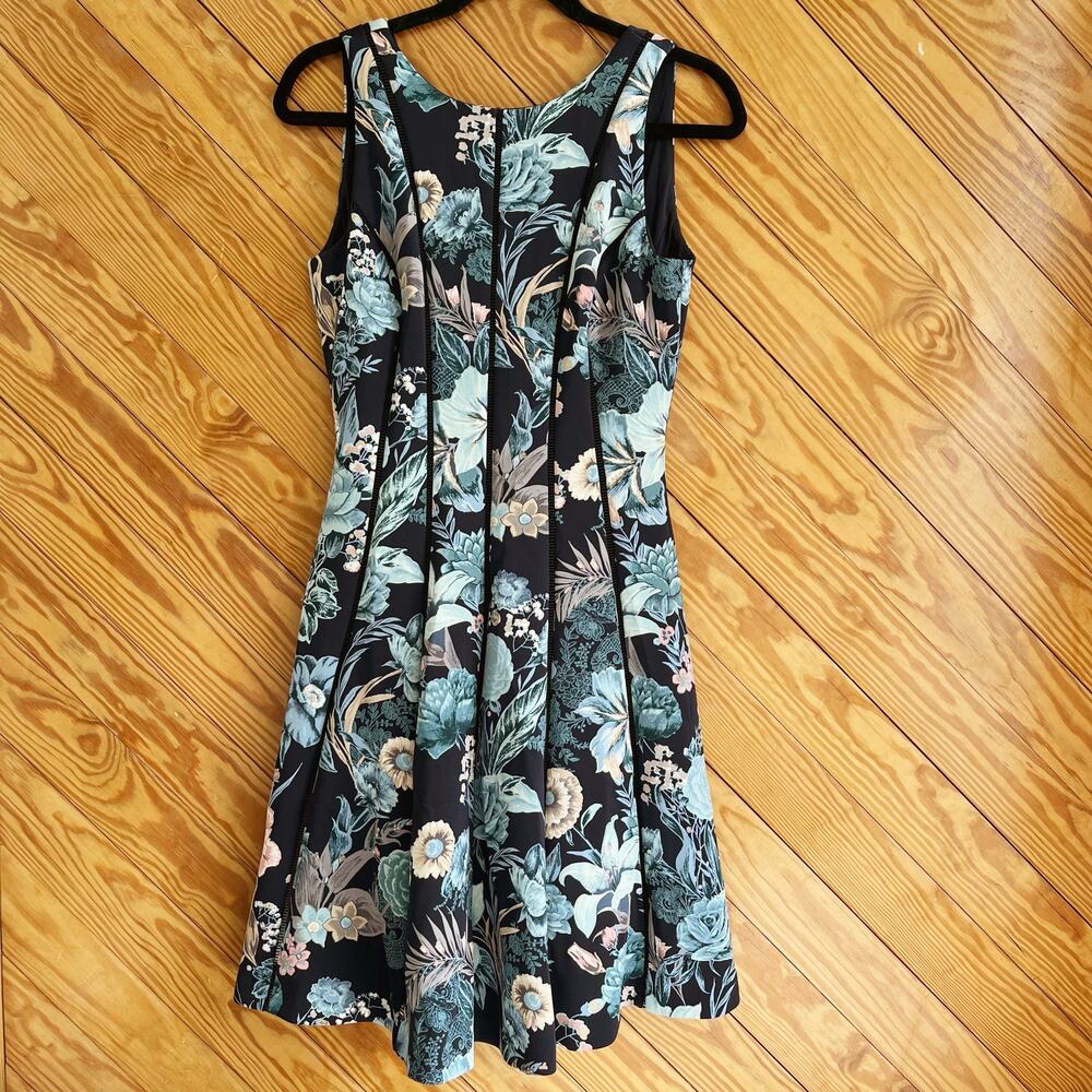 White House Black Market Floral Neoprene Scuba Fit and Flare Dress